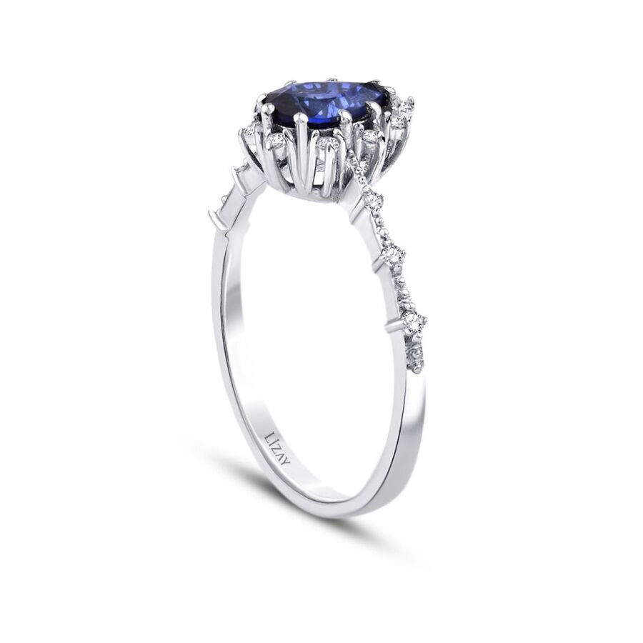 0,94 Carat Diamond Sapphire Ring