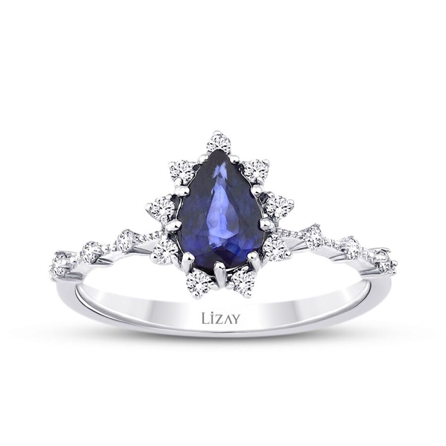 0,94 Carat Diamond Sapphire Ring