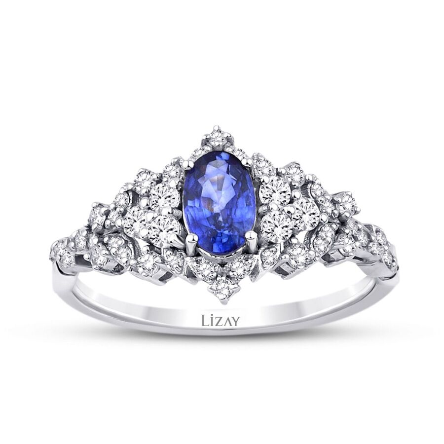 1,11 Carat Diamond Sapphire Ring