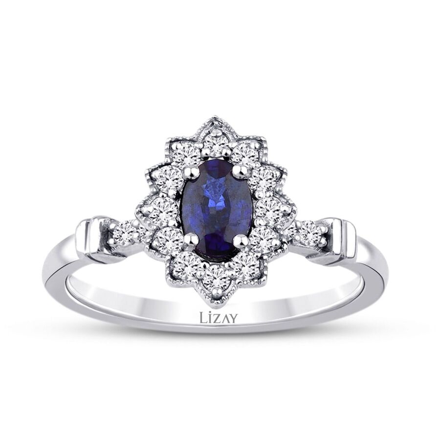 0,89 Carat Diamond Sapphire Ring