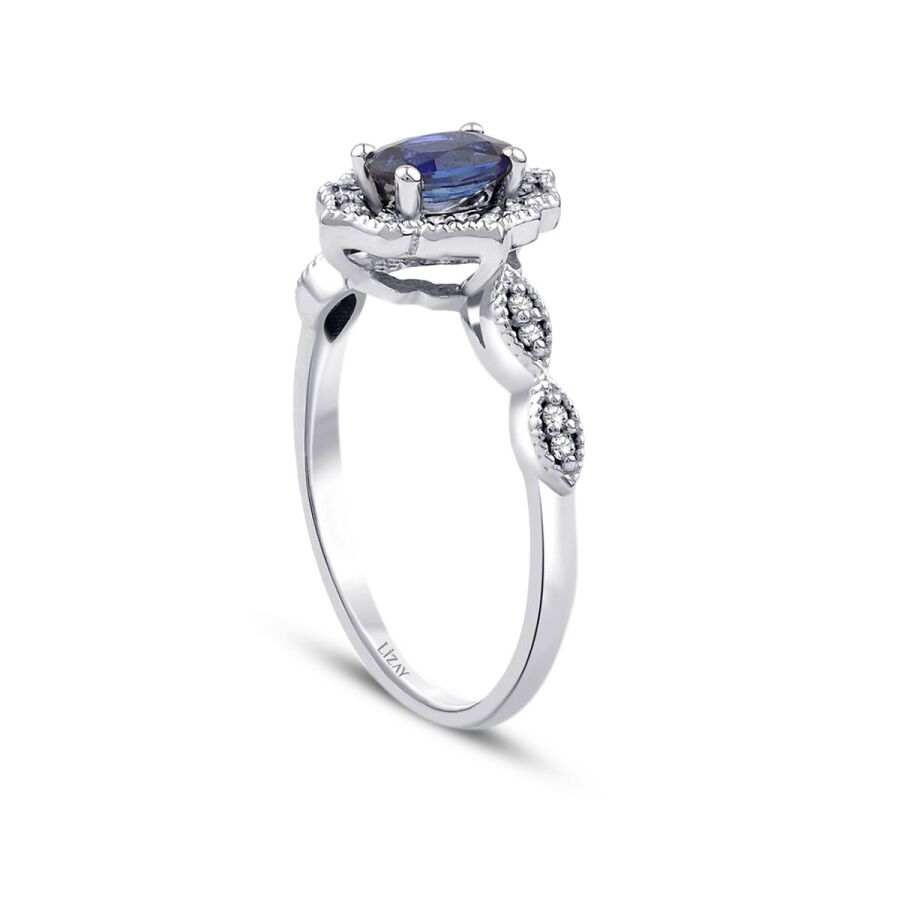 0,71 Carat Diamond Sapphire Ring