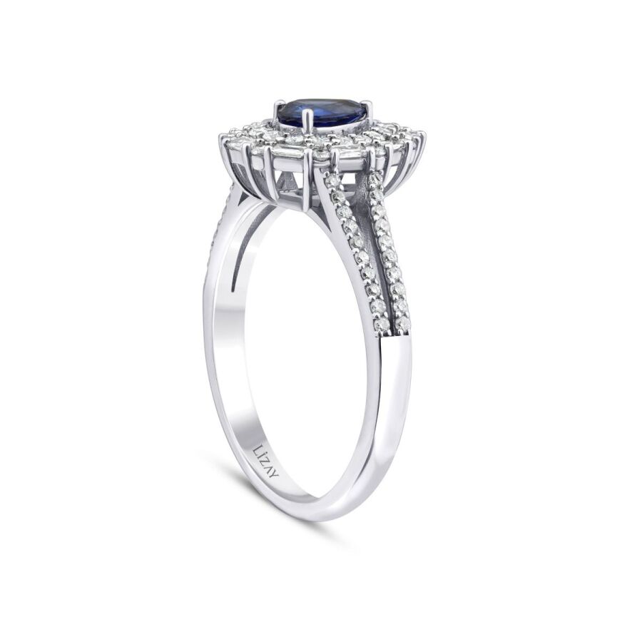 1,30 Carat Diamond Pear Sapphire Ring
