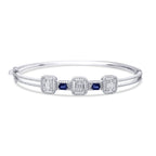 1,84 Carat Diamond Baguette Sapphire Bangle