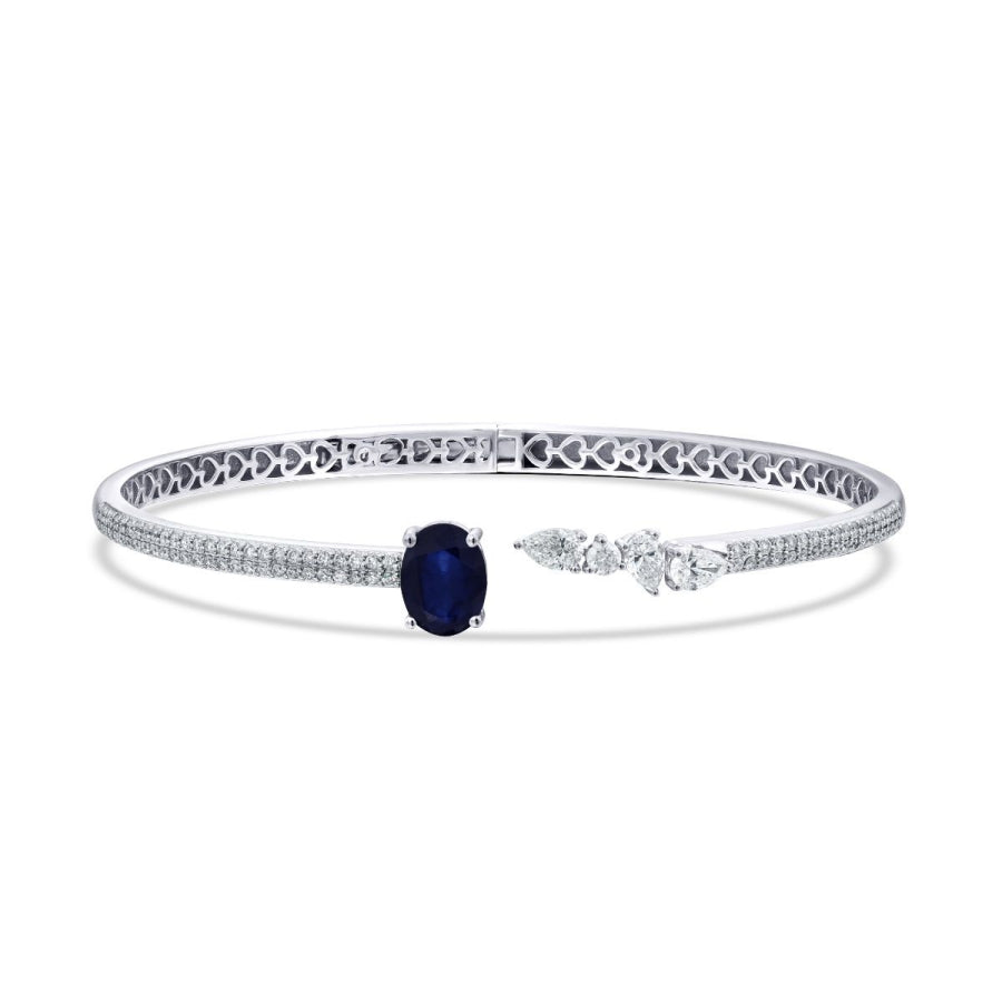 2,63 Carat Diamond Sapphire Bangle