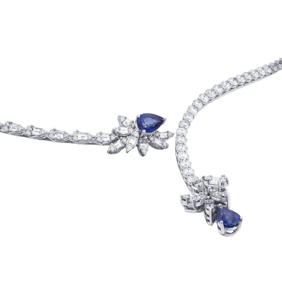 9,71 Carat Diamond Sapphire Neckband