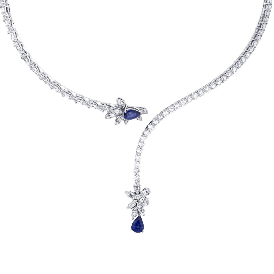 9,71 Carat Diamond Sapphire Neckband