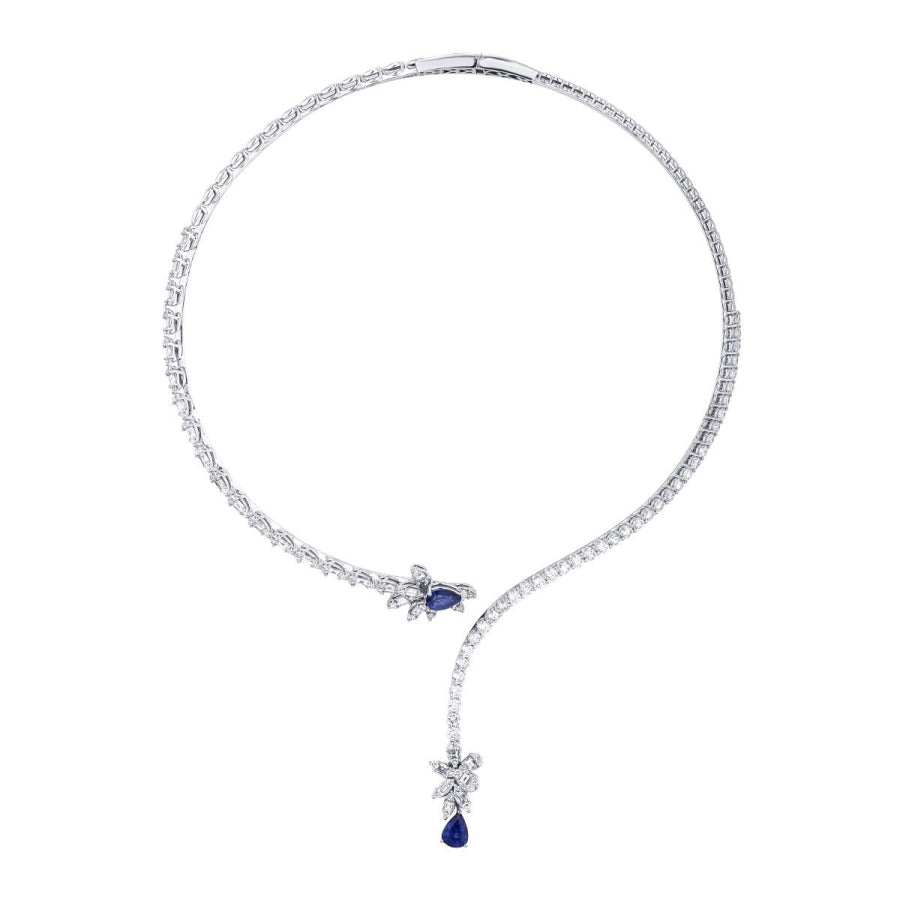 9,71 Carat Diamond Sapphire Neckband