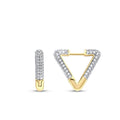 Gold Stone Triangle Hoop Earrings