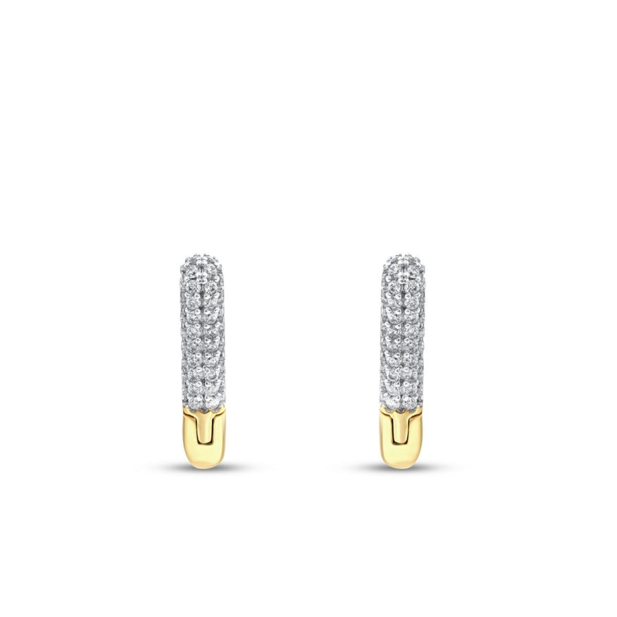 Gold Stone Triangle Hoop Earrings