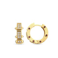 Gold Side Stone Hoop Earrings