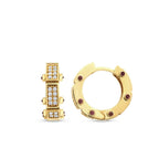 Gold Side Stone Hoop Earrings
