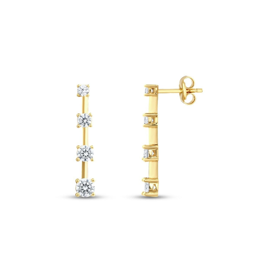 Gold Row Stone Earring
