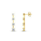 Gold Row Stone Earring