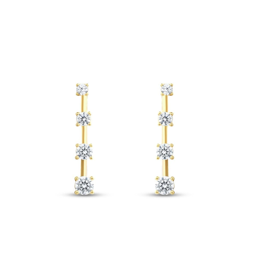 Gold Row Stone Earring