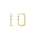 Gold Oval Side Stone Hoop Earrings