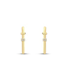 Gold Oval Side Stone Hoop Earrings