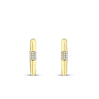 Gold Oval Stone Hoop Earrings