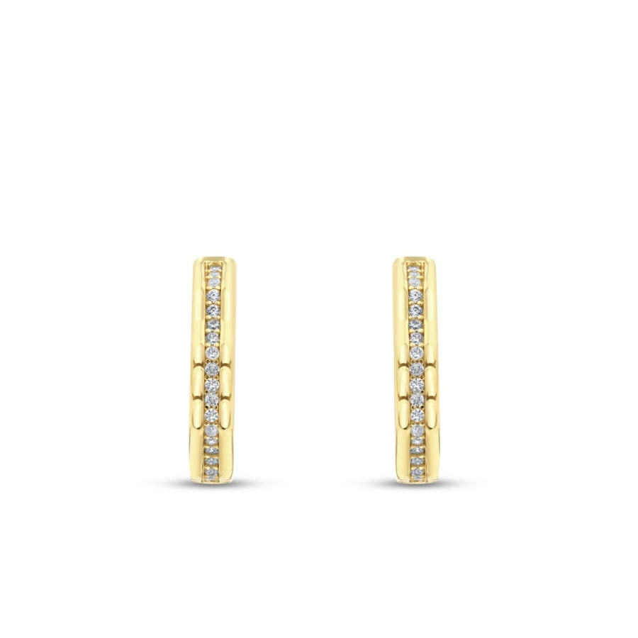 Gold Classic Stone Hoop Earrings