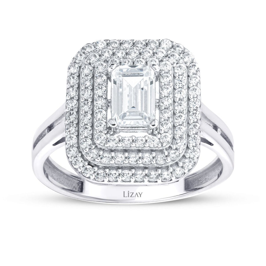 Gold Triple Row Baguette Ring