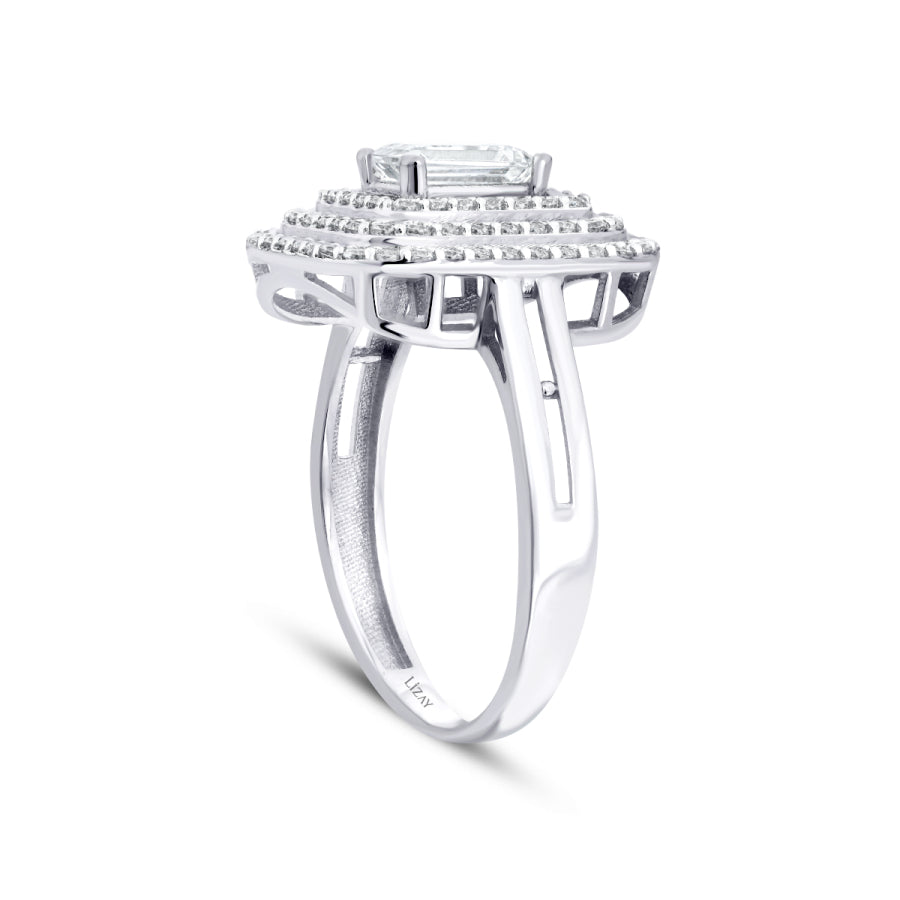 Gold Triple Row Baguette Ring