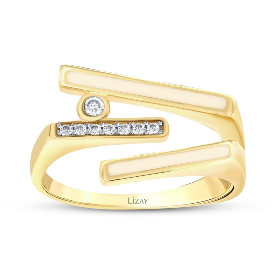 Gold Enameled Stone Ring