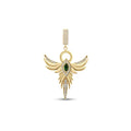 Gold Green Stone Angel Charm
