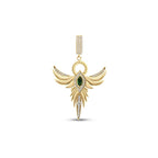 Gold Green Stone Angel Charm