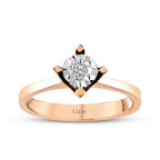 0,02 Carat Diamond Rounda Solitaire Engagement Rose Ring