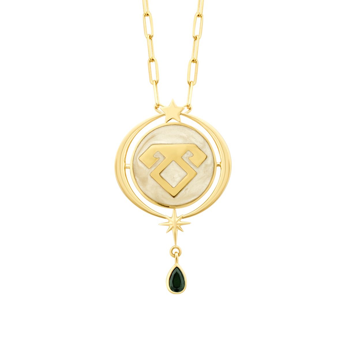 Gold Enamel Elibelinde Motif Necklace