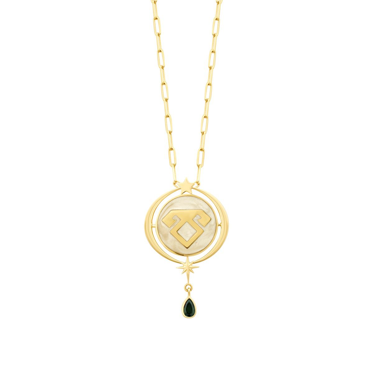 Gold Enamel Elibelinde Motif Necklace