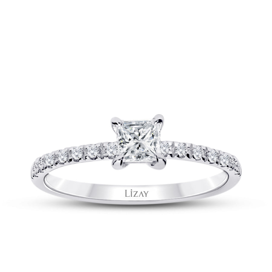 0.45 Carat Diamond Princess Solitaire Engagement Ring