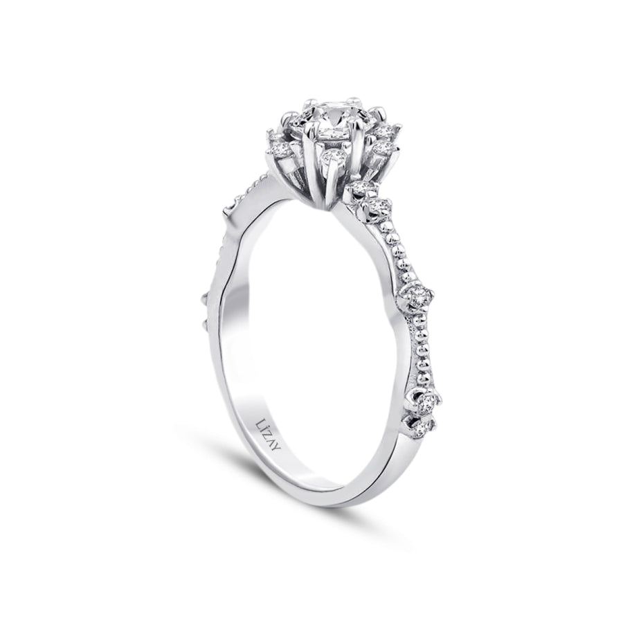 0,50 Carat Diamond Lotus Round Solitaire Engagement Ring