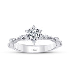 0,50 Carat Diamond Lotus Round Solitaire Engagement Ring