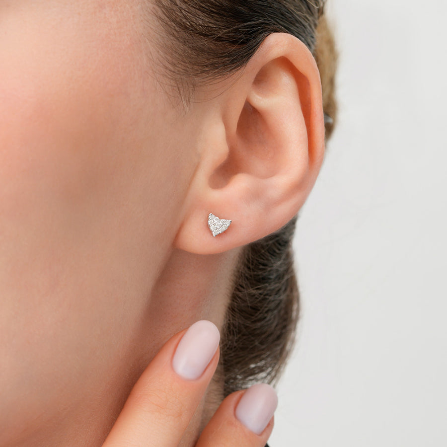 0,12 Carat Diamond Rose Gold Heart Earrings