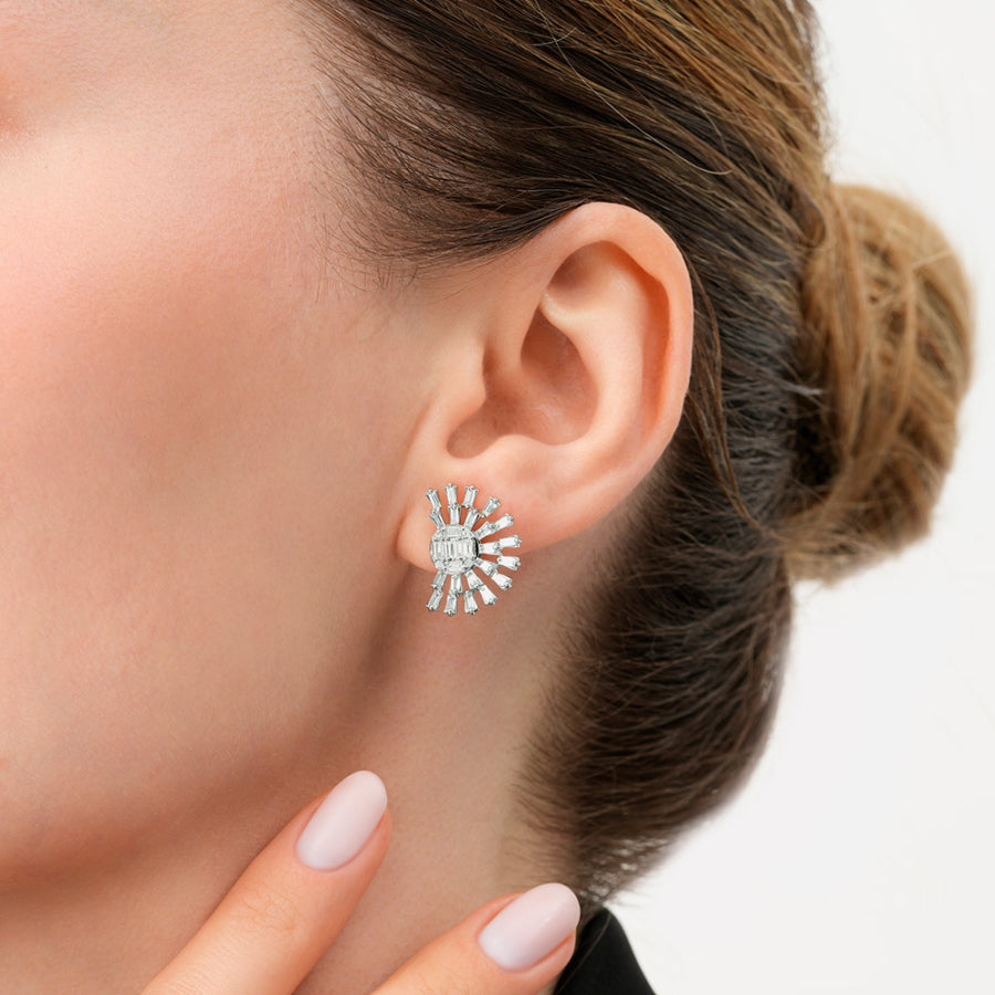1,42 Carat Diamond Baguette Earrings