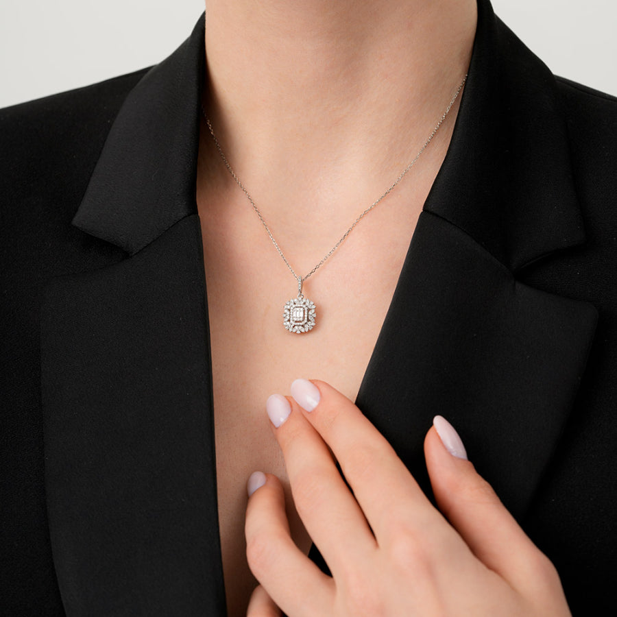 0,46 Carat Diamond Baguette Necklace