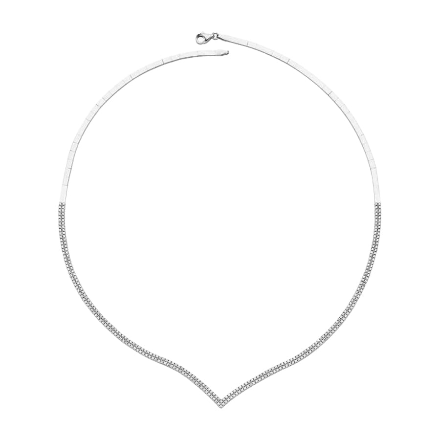 Gold Double Row Stone Tennis Collar Necklace