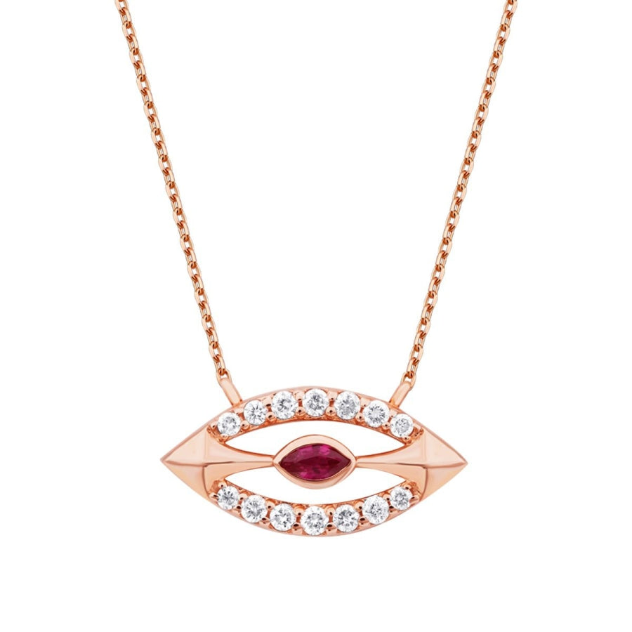 0,31 Carat Diamond Ruby Necklace