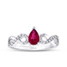 0,76 Carat Diamond Pear Ruby Ring