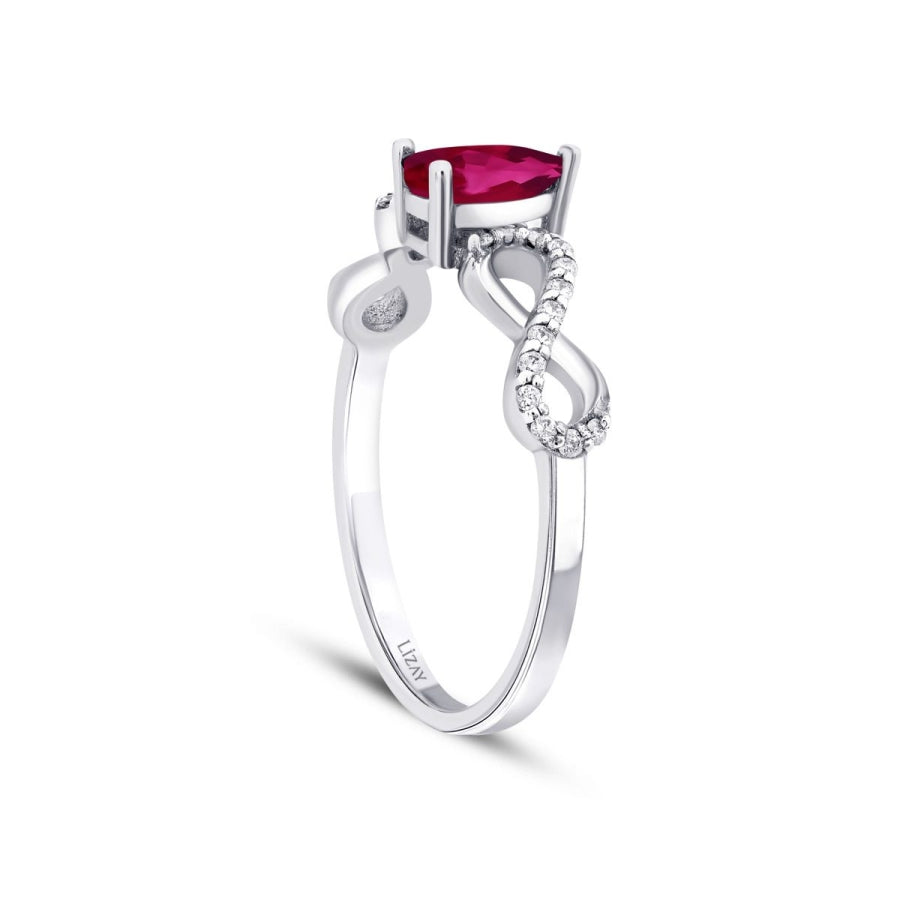 0,76 Carat Diamond Pear Ruby Ring