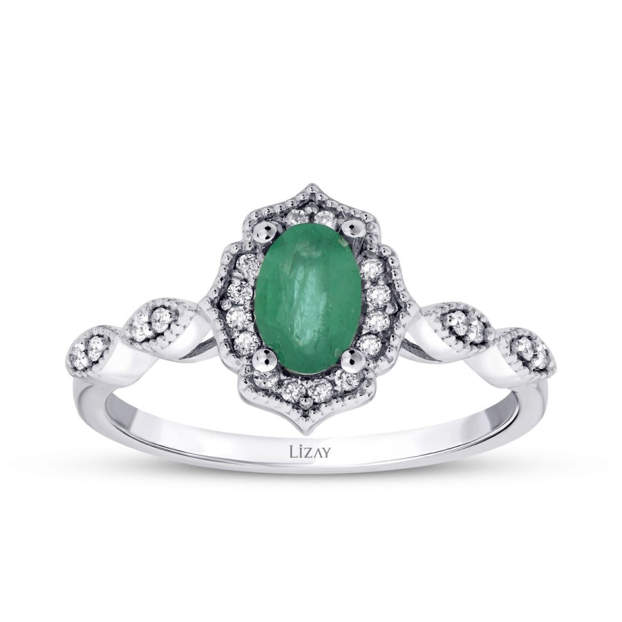 0,47 Carat Diamond Emerald Ring