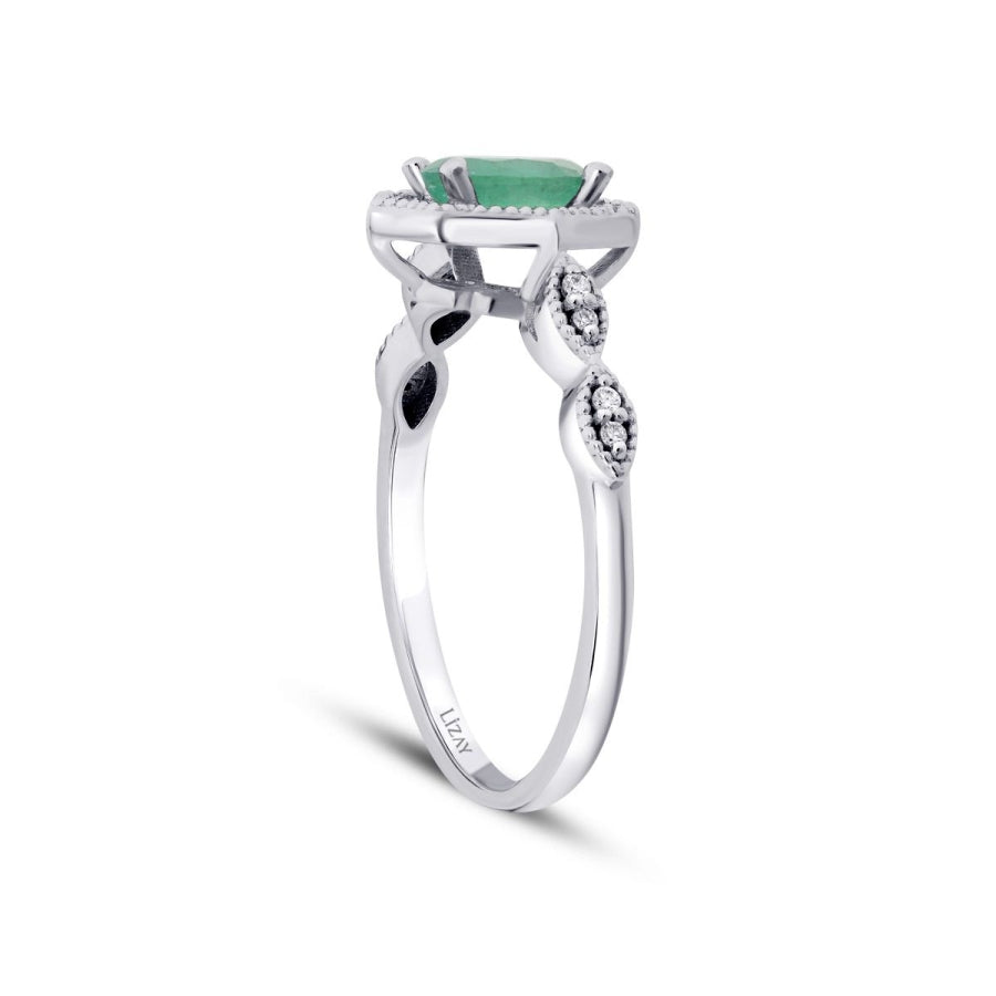 0,47 Carat Diamond Emerald Ring
