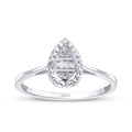0,05 Carat Diamond-Effect Pear Baguette Ring