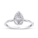 0,05 Carat Diamond-Effect Pear Baguette Ring