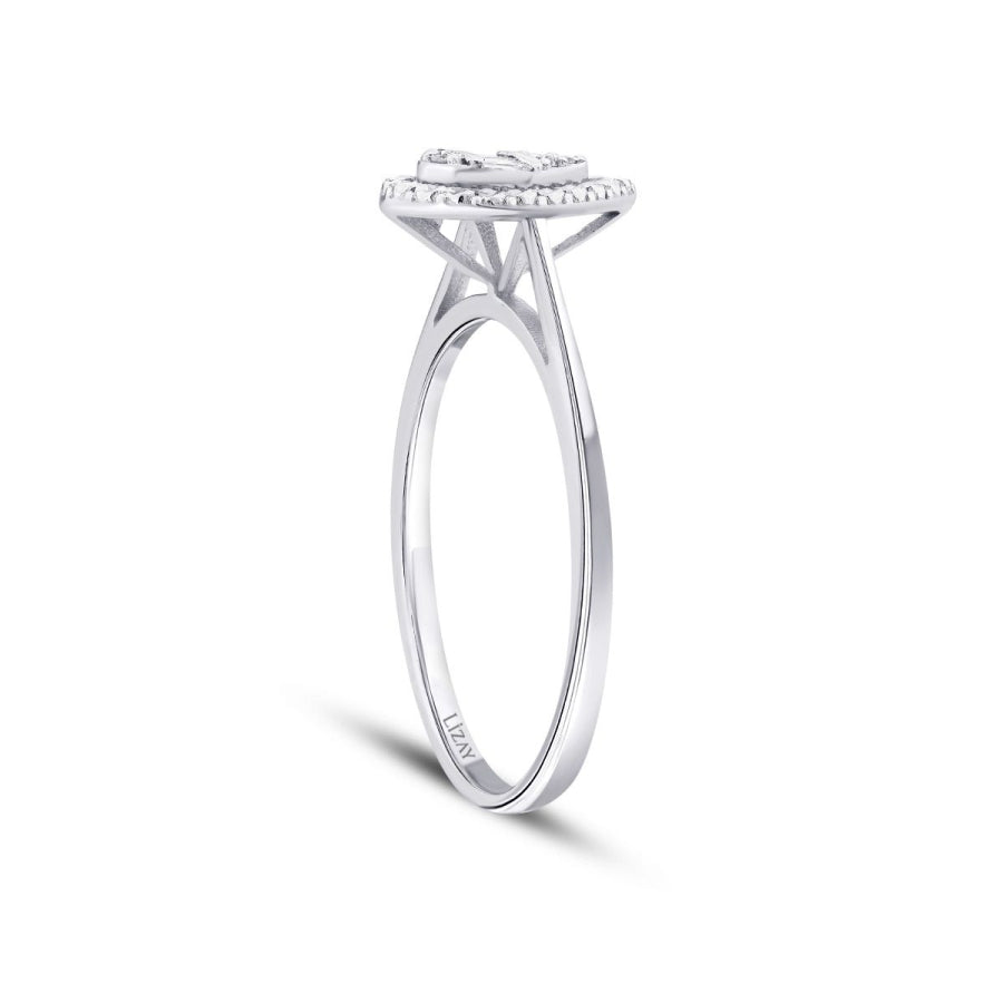 0,05 Carat Diamond-Effect Pear Baguette Ring