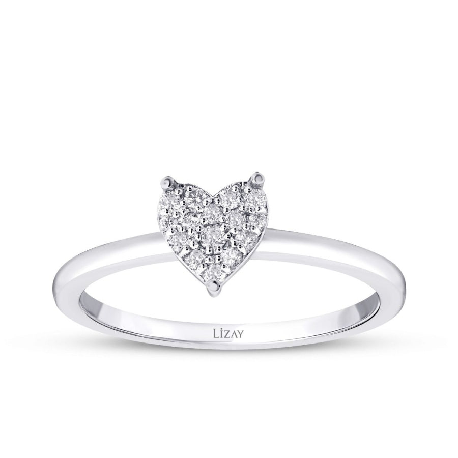 0,09 Carat Diamond White Gold Heart Ring