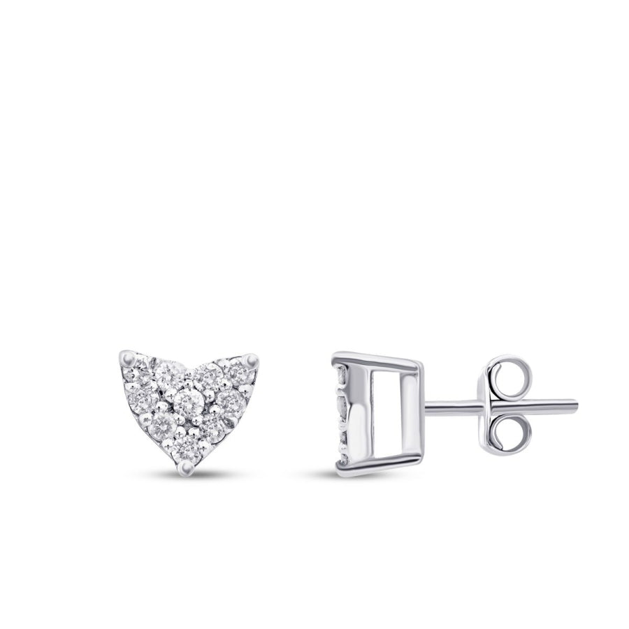 0,12 Carat Diamond Rose Gold Heart Earrings