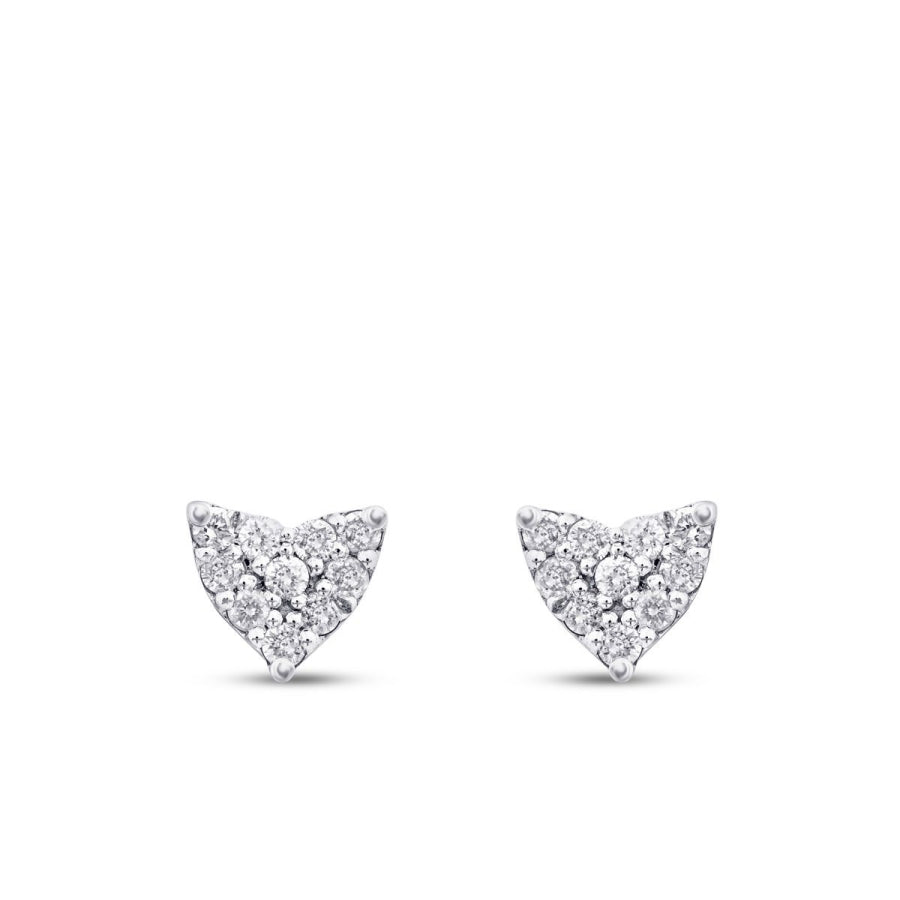 0,12 Carat Diamond Rose Gold Heart Earrings