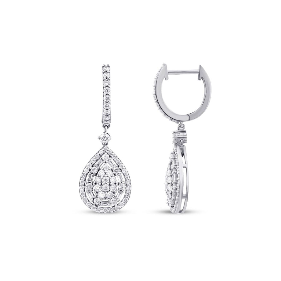 1,39 Carat Diamond Baguette Earrings
