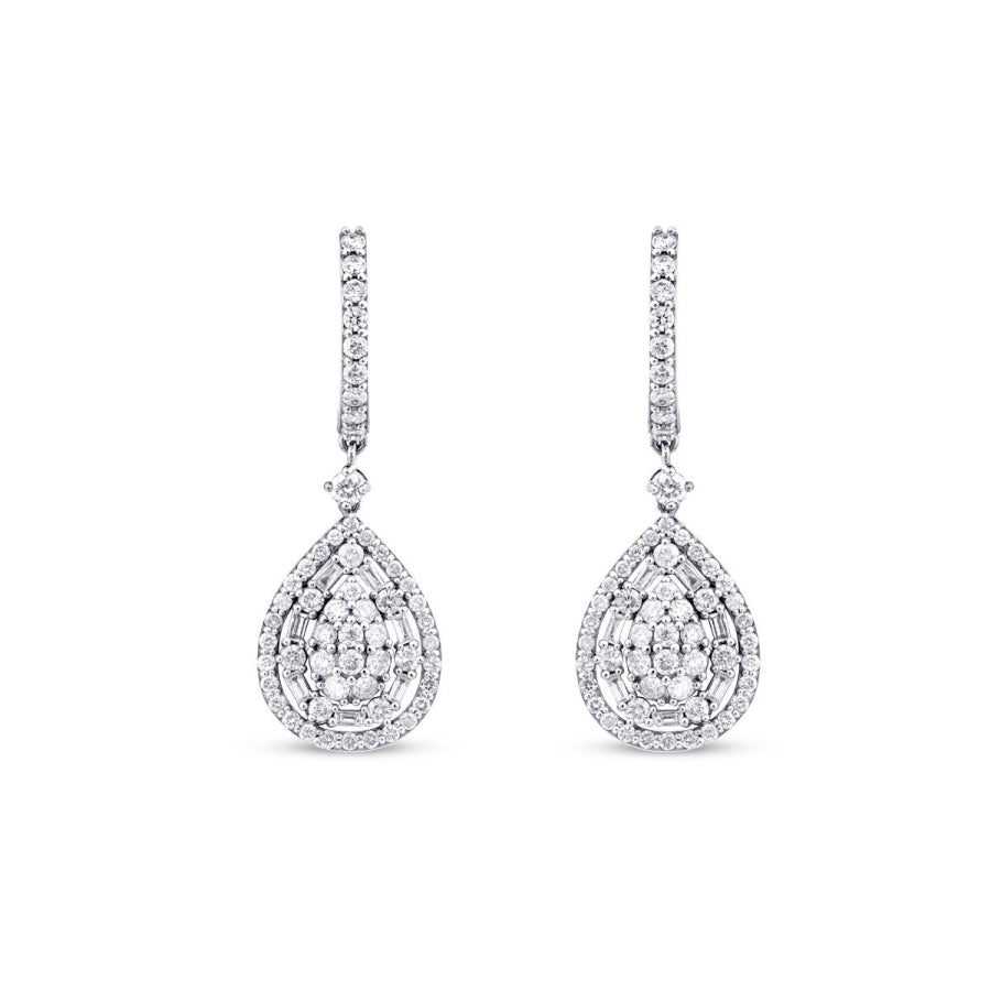 1,39 Carat Diamond Baguette Earrings